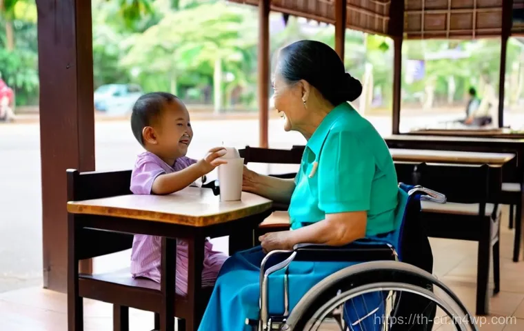 다양한 장애 유형에 따른 접근성 요구사항 - **Prompt:** A visually impaired young adult in Thailand is confidently navigating a vibrant outdoor ... 다양한 장애 유형에 따른 접근성 요구사항 - **Prompt:** A visually impaired young adult in Thailand is confidently navigating a vibrant outdoor ...