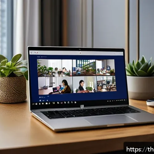 Home 25 기술적 접근성을 향상시키기 위한 주의사항 - A modern digital workspace scene featuring a young Thai professional using a laptop with Microsoft T...