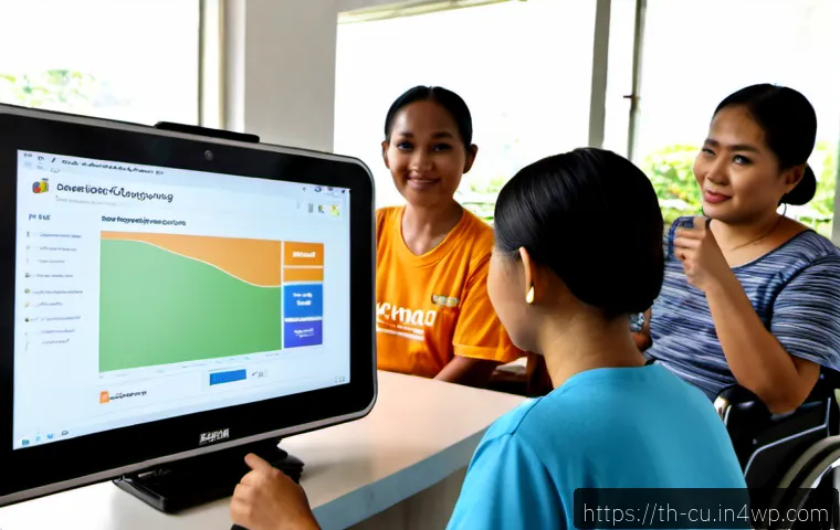 Home 15 기술적 내용 접근성 향상을 위한 공동체 참여 - Photorealistic community technology workshop in Bangkok, Thailand, diverse Thai adults including an ...